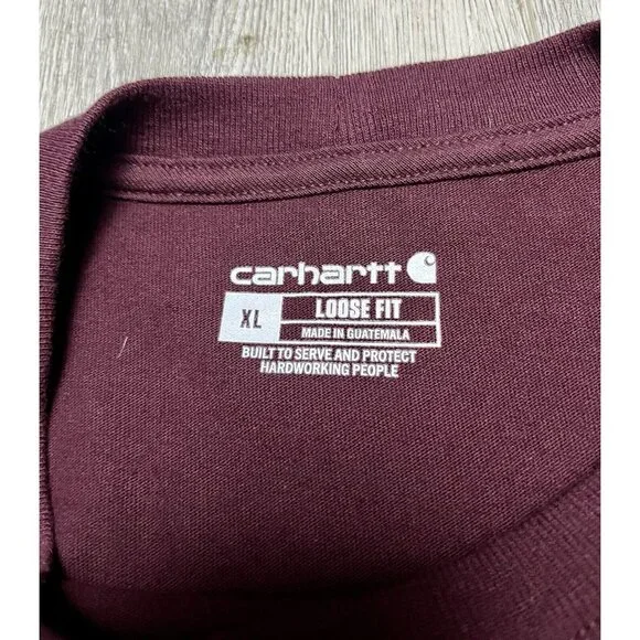 Carhartt Workwear Loose Fit T Shirt Maroon Men’s Extra Large XL - Picture 3 of 5